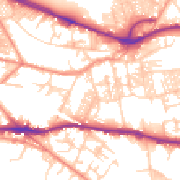 Daytime road noise heatmap for LS12 1AU