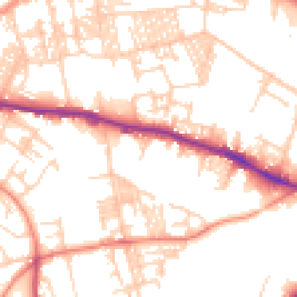 Daytime road noise heatmap for LS12 1EL