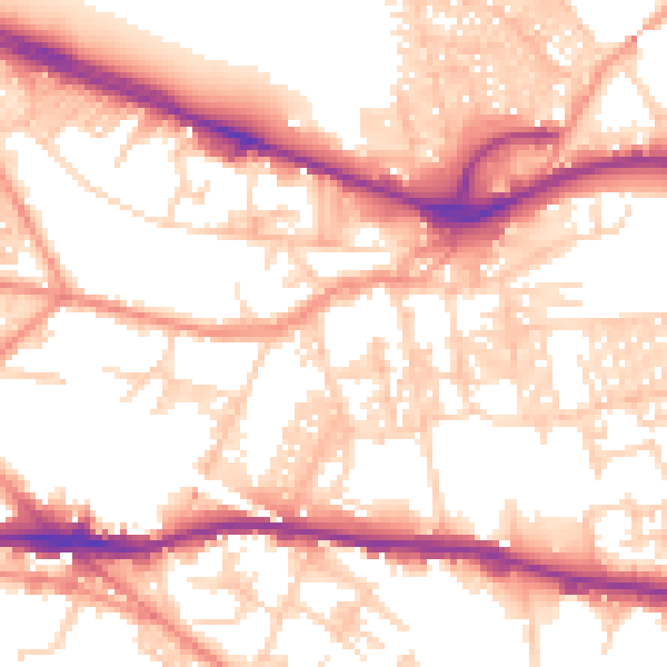 Daytime road noise heatmap for LS12 1EZ