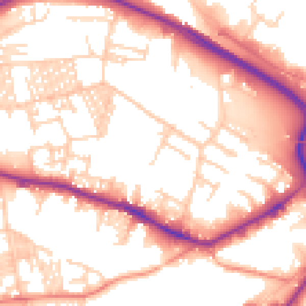 Daytime road noise heatmap for LS12 1LD