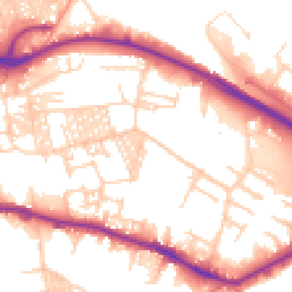 Daytime road noise heatmap for LS12 1NW