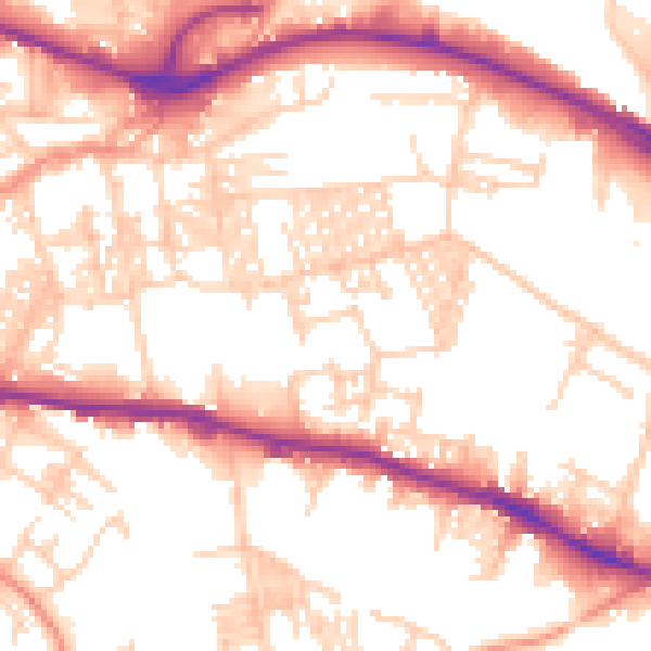 Daytime road noise heatmap for LS12 1QX