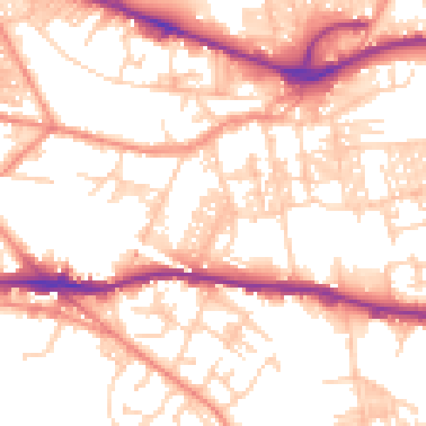 Daytime road noise heatmap for LS12 1TT