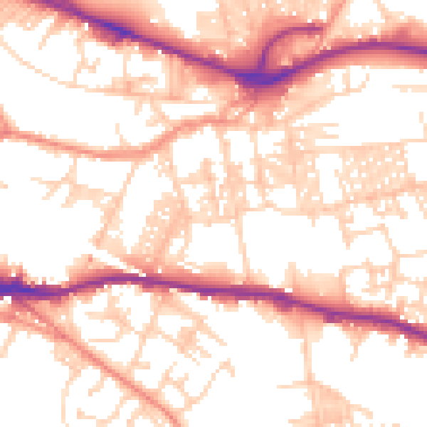 Daytime road noise heatmap for LS12 1TZ