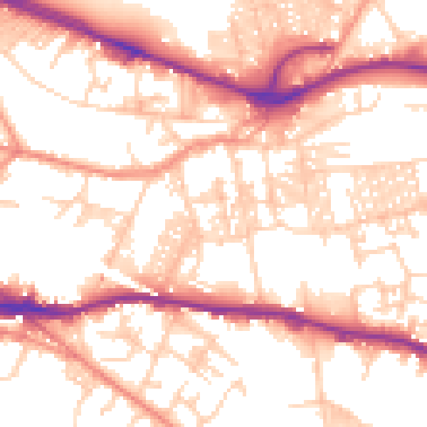 Daytime road noise heatmap for LS12 1UA