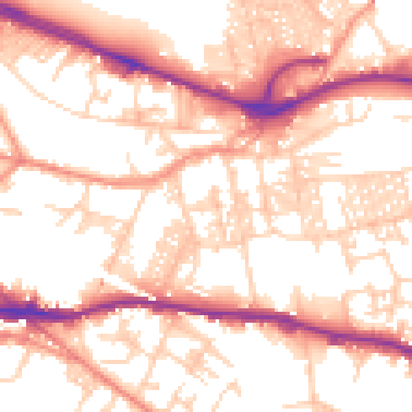 Daytime road noise heatmap for LS12 1UD
