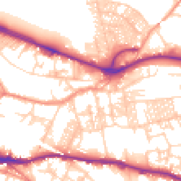 Daytime road noise heatmap for LS12 1UG