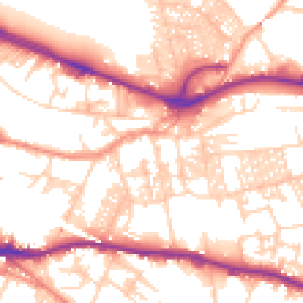 Daytime road noise heatmap for LS12 1UU