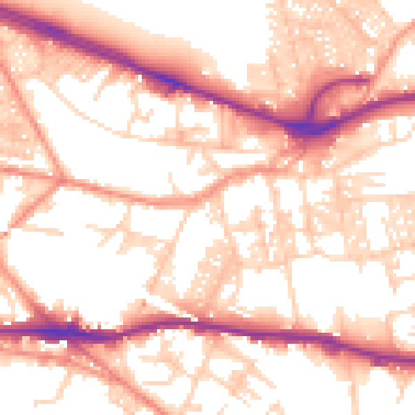 Daytime road noise heatmap for LS12 1XE