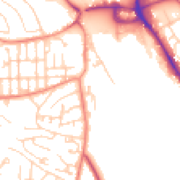 Daytime road noise heatmap for LS12 2AQ