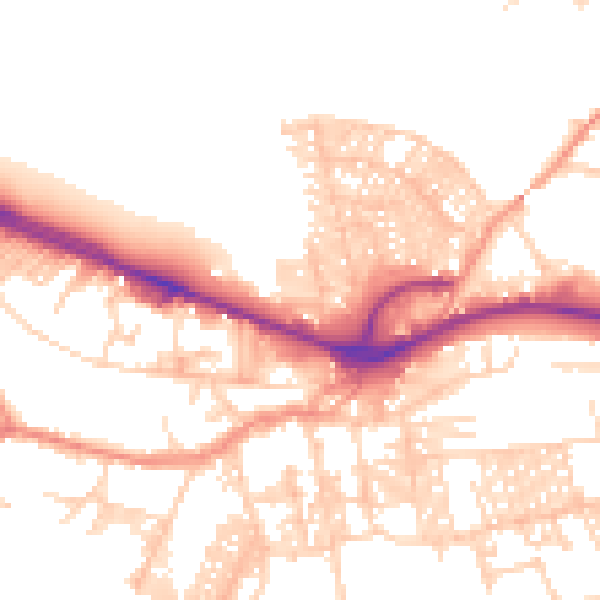 Daytime road noise heatmap for LS12 2AW
