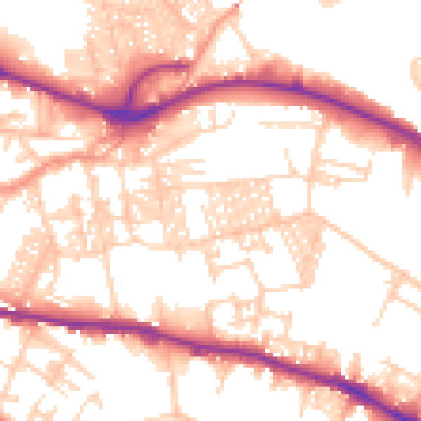 Daytime road noise heatmap for LS12 2BS