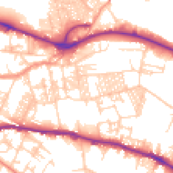 Daytime road noise heatmap for LS12 2BT