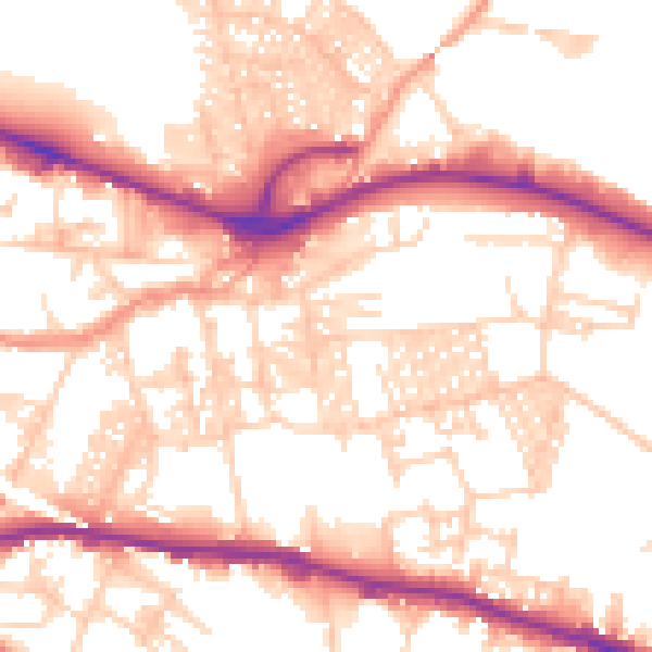 Daytime road noise heatmap for LS12 2DF