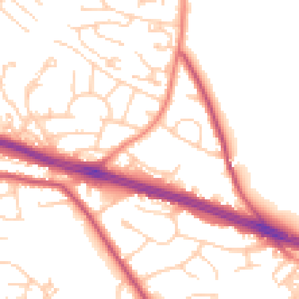 Daytime road noise heatmap for LS12 2DN