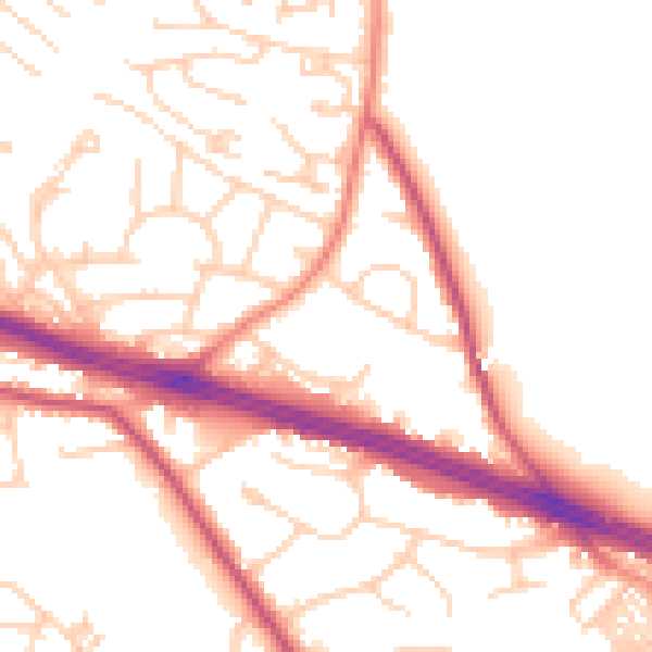 Daytime road noise heatmap for LS12 2DT