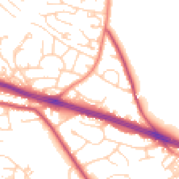 Daytime road noise heatmap for LS12 2DX