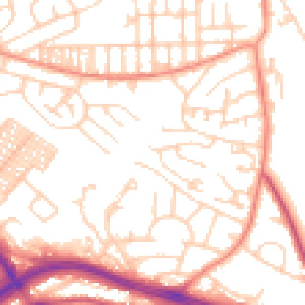 Daytime road noise heatmap for LS12 2JP
