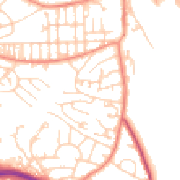 Daytime road noise heatmap for LS12 2JU