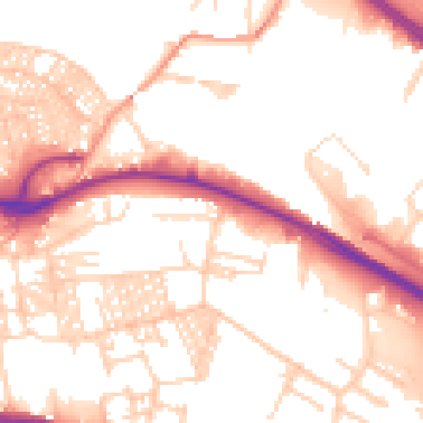 Daytime road noise heatmap for LS12 2JW