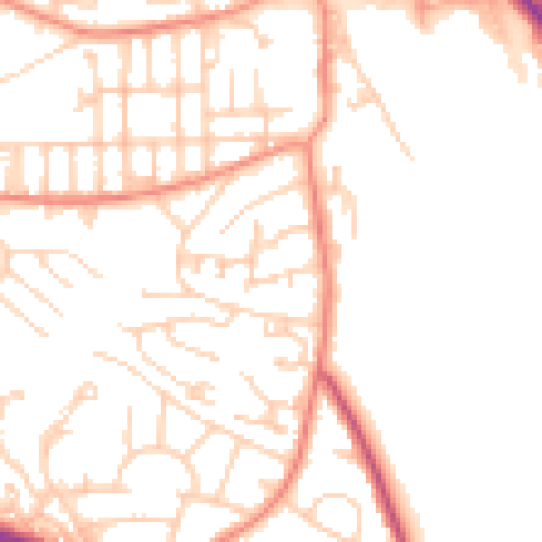 Daytime road noise heatmap for LS12 2JX