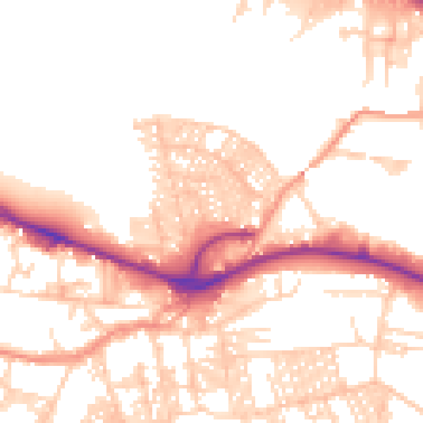 Daytime road noise heatmap for LS12 2NJ