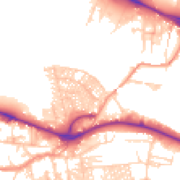 Daytime road noise heatmap for LS12 2NS
