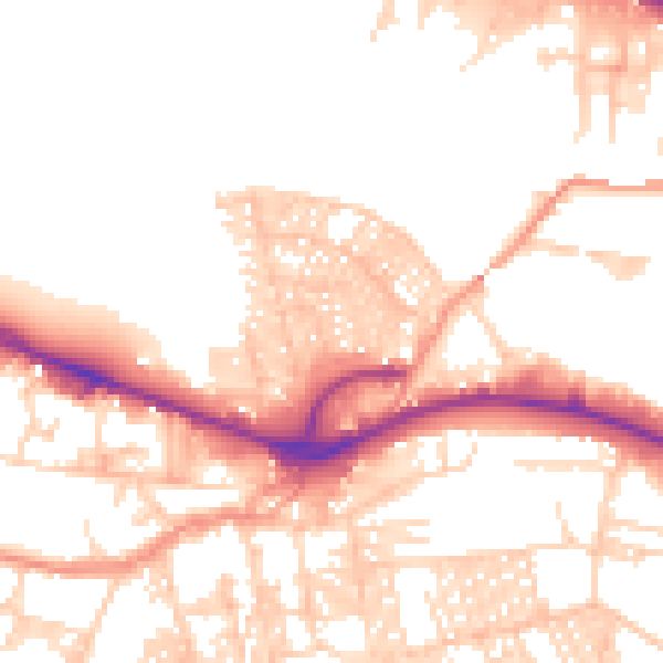 Daytime road noise heatmap for LS12 2NW