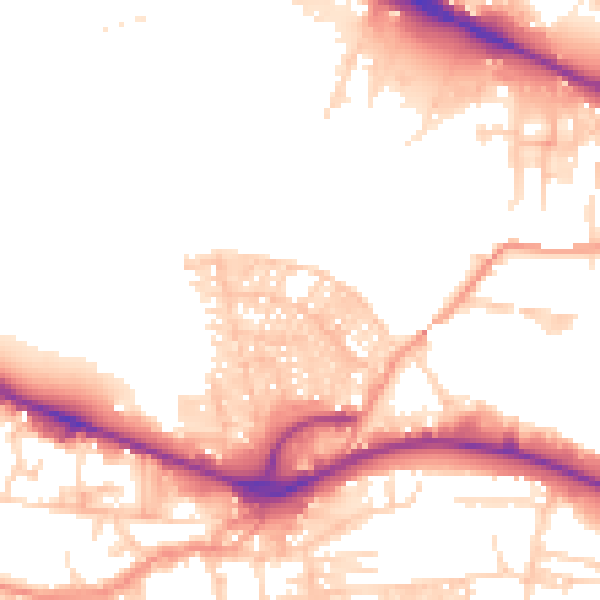 Daytime road noise heatmap for LS12 2NZ