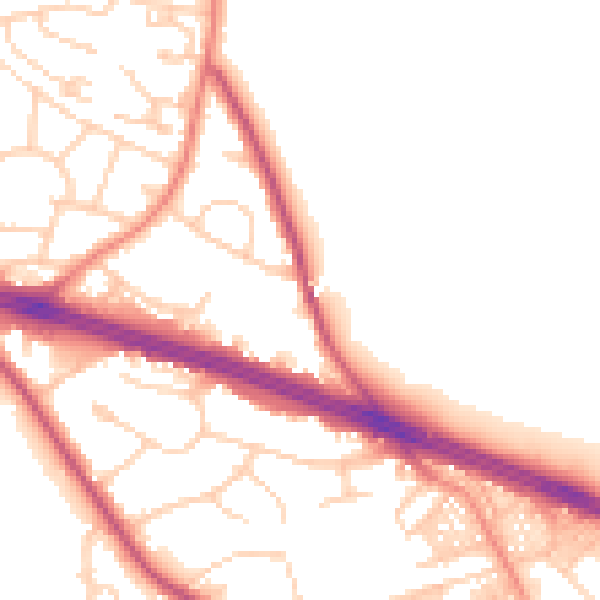 Daytime road noise heatmap for LS12 2QU
