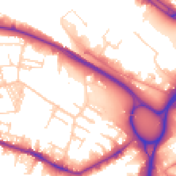 Daytime road noise heatmap for LS12 2UB
