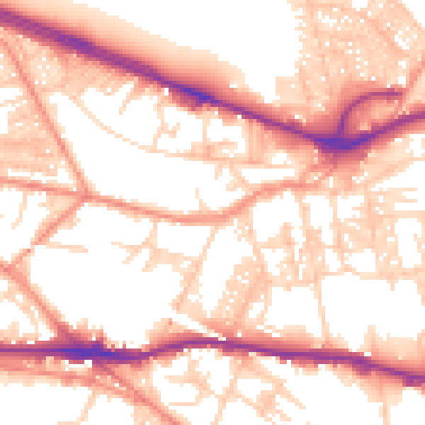 Daytime road noise heatmap for LS12 3AA