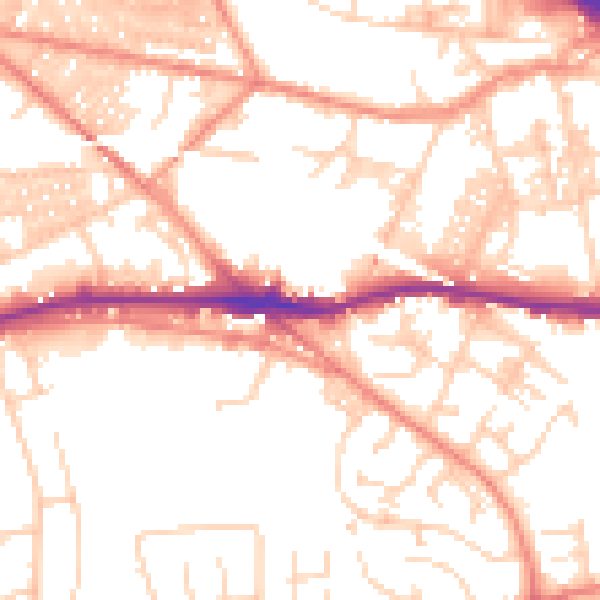 Daytime road noise heatmap for LS12 3BG