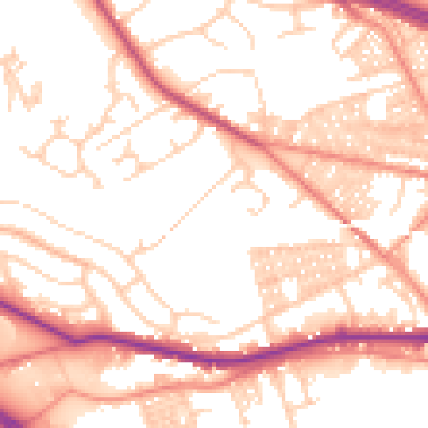 Daytime road noise heatmap for LS12 3BU