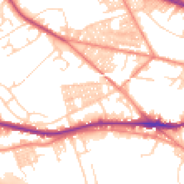 Daytime road noise heatmap for LS12 3EF