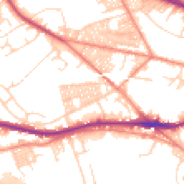 Daytime road noise heatmap for LS12 3EG