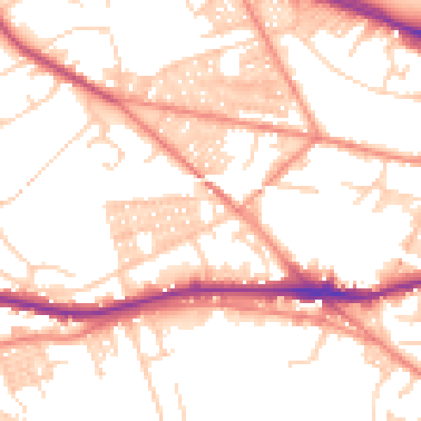 Daytime road noise heatmap for LS12 3EH
