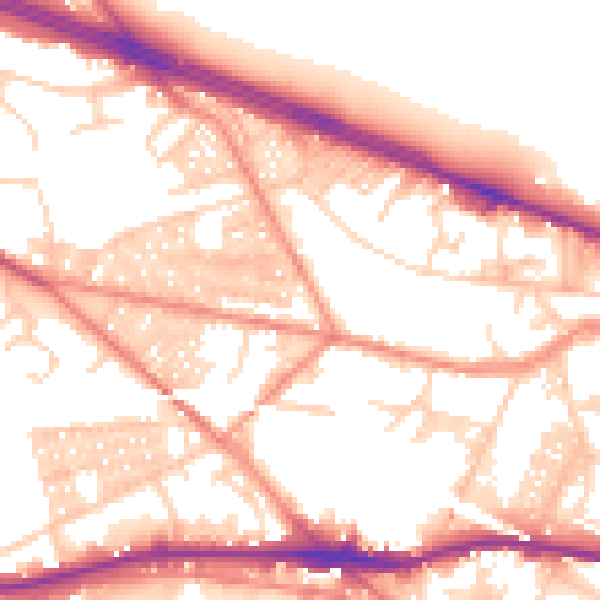 Daytime road noise heatmap for LS12 3HA