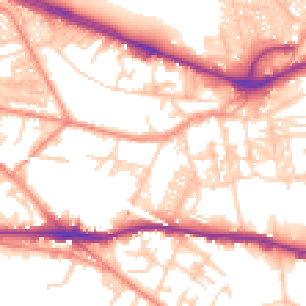 Daytime road noise heatmap for LS12 3HB