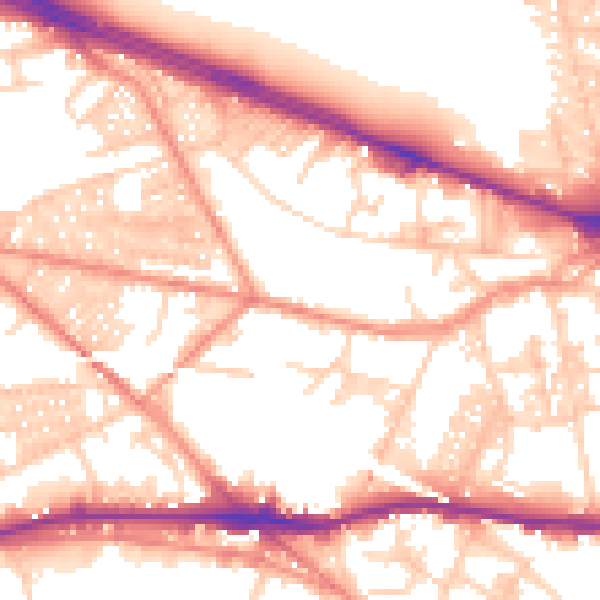 Daytime road noise heatmap for LS12 3HJ