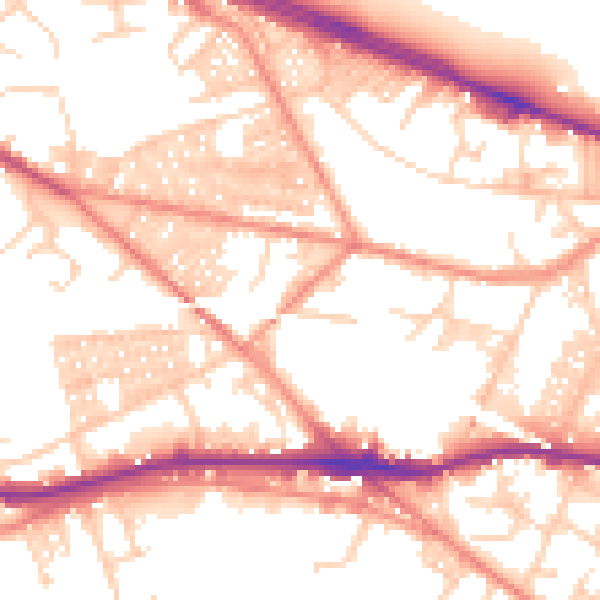Daytime road noise heatmap for LS12 3HT