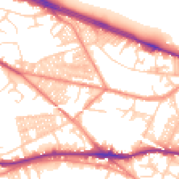 Daytime road noise heatmap for LS12 3HW