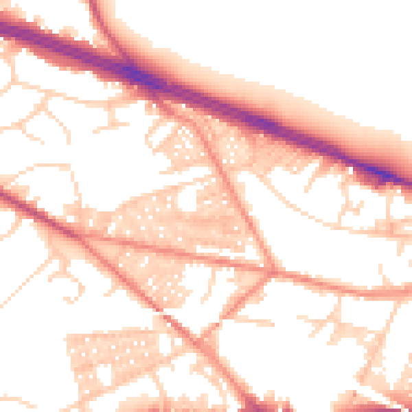 Daytime road noise heatmap for LS12 3JL