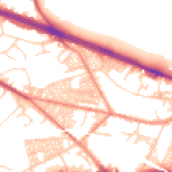 Daytime road noise heatmap for LS12 3JR
