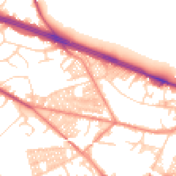 Daytime road noise heatmap for LS12 3LB