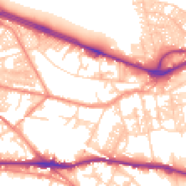 Daytime road noise heatmap for LS12 3LJ