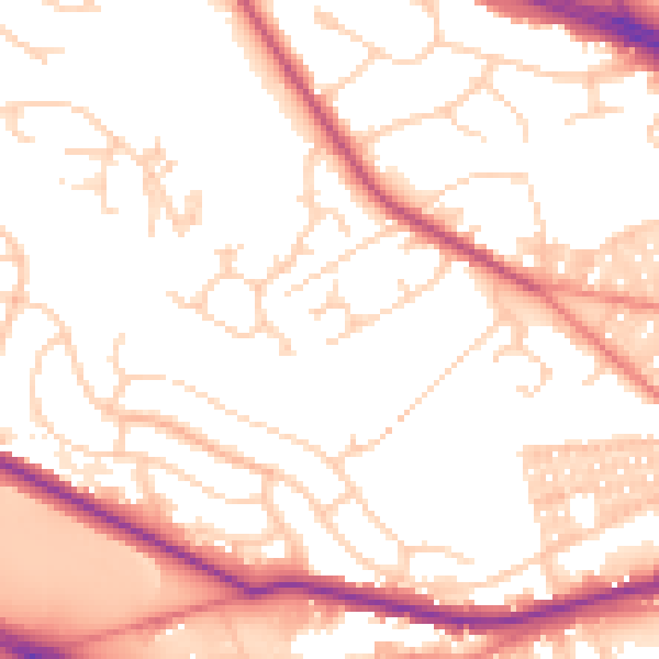 Daytime road noise heatmap for LS12 3LX