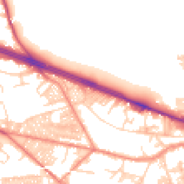 Daytime road noise heatmap for LS12 3NH