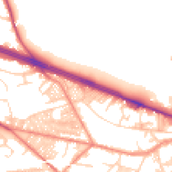 Daytime road noise heatmap for LS12 3NJ