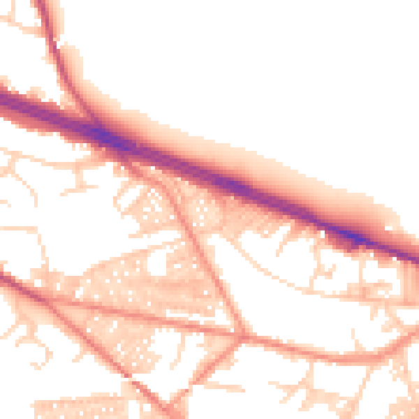 Daytime road noise heatmap for LS12 3NL